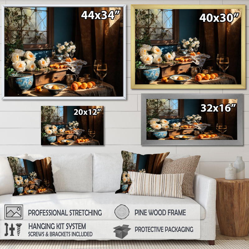 Nature morte floral sérénité V, H 34 po x l 44 po x P 1,5 po, Cadre flottant noir