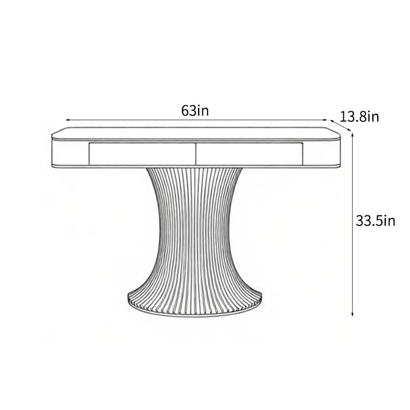 Console moderne moderne de luxe simple, H 33,5 po x l 63 po x P 13,8 po, Doré