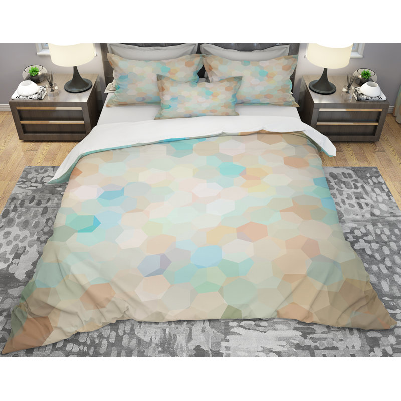 Ensemble de housse de couette à géométrie alvéolaire designart, Housse de couette très grand + 2 taies décoratives