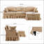 Canapé d'angle moderne en chenille d'une forme en L avec jupe à volants amovible et pouf pour un confort optimal dans votre salon-297428696-297428702