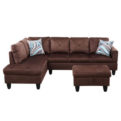 Manol 3 - Piece L- Shaped Upholstered Living Room Sectional Sofa