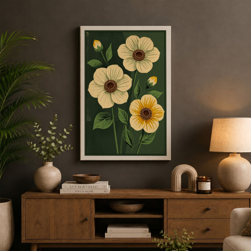 Study Botanical - Wrapped Canvas, 30x20 - 76.2 x 50.8 cm, Taupe Border