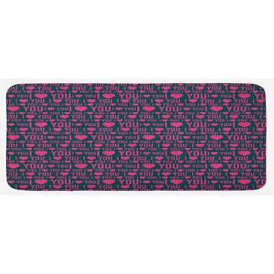 Romance Pattern With Heart Forms And Love Words Valentines Couples Theme Magenta Dark Grey Kitchen Mat -  East Urban Home, 40D40A24526C4ACA9B9F2E8570646E77