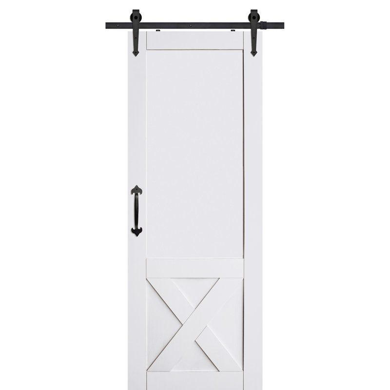 Porte de grange en bois manufacturé lambrissé et apprêtée sans trousse de quincaillerie d'installation, 36 po x 84 po
