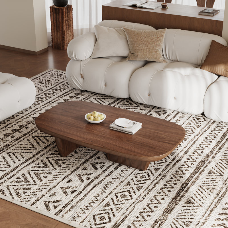 Grande table basse 51,2 po, table basse rectangulaire en bois noir, Brun
