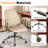 Mid-Century Modern Ergonomic Office Chair with Wood Back, Faux Leather Swivel Desk Chair with Adjustable Height-1271258476