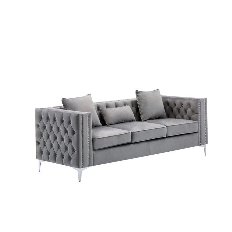 Canapé en velours gris l 86 po Lorreto