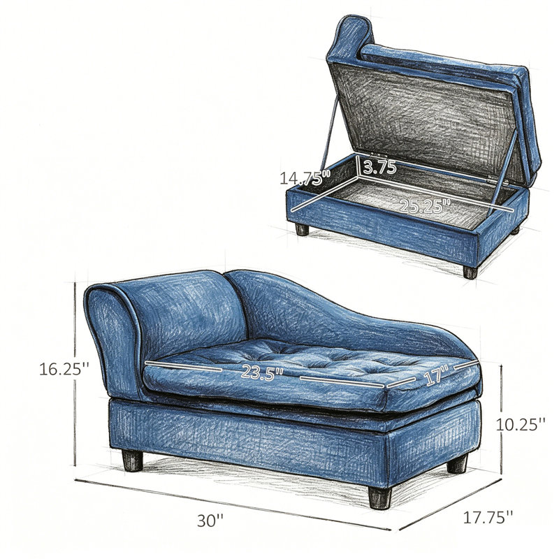 Lit de luxe pour chien avec rangement caché Pawhut