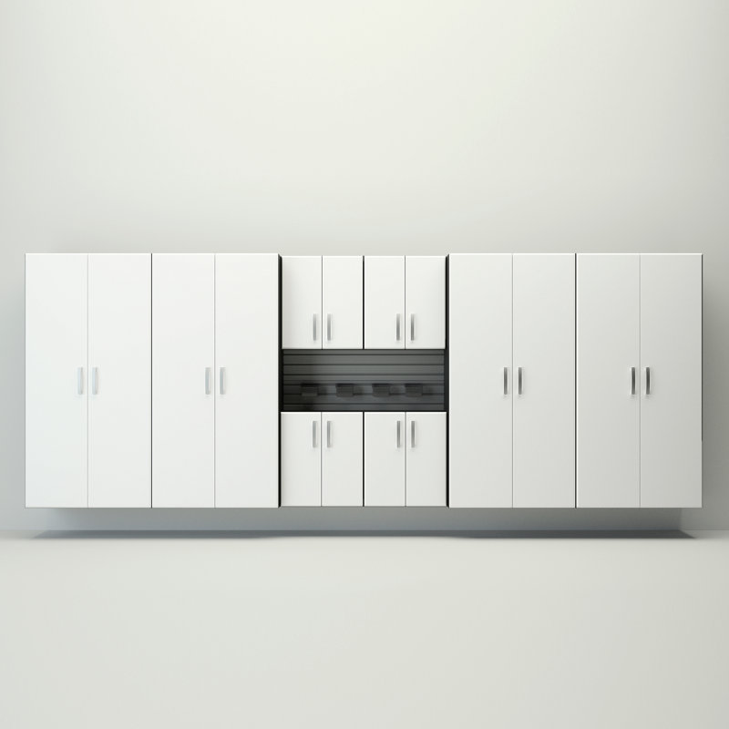 8 Piece Plastic Storage System, Silver/White