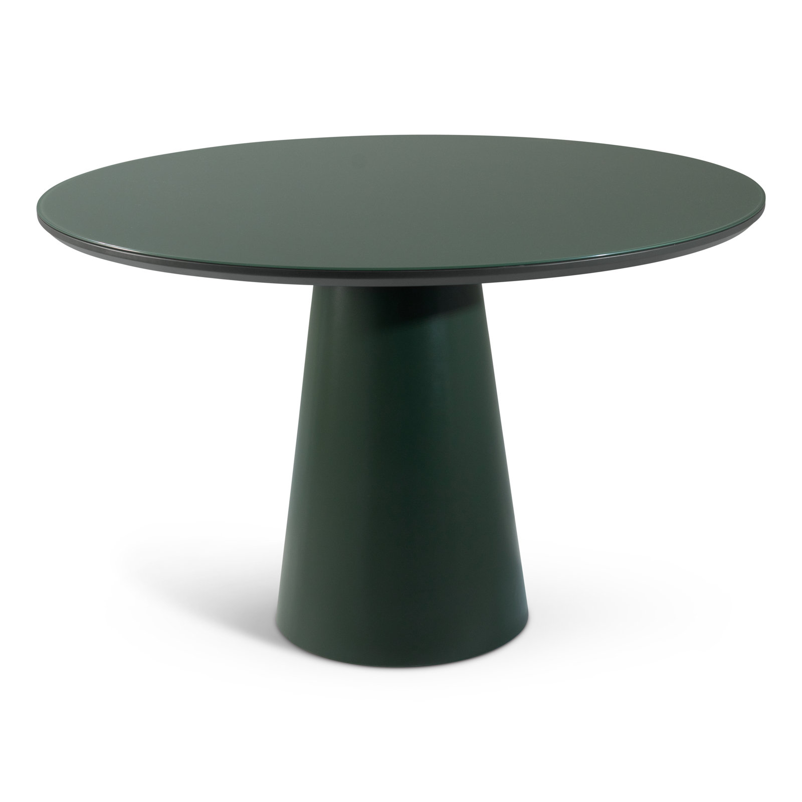 Burdon 47" Glass Top Pedestal Dining Table, Green