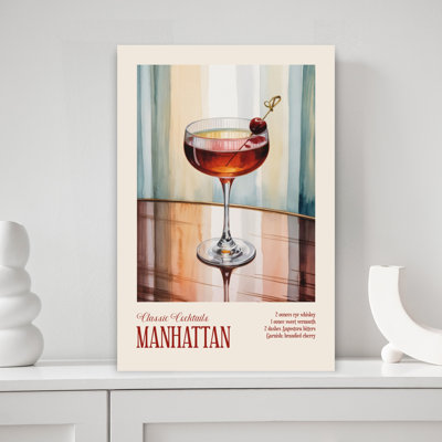 Watercolor Manhattan Cocktail by Andreas Magnusson - Print