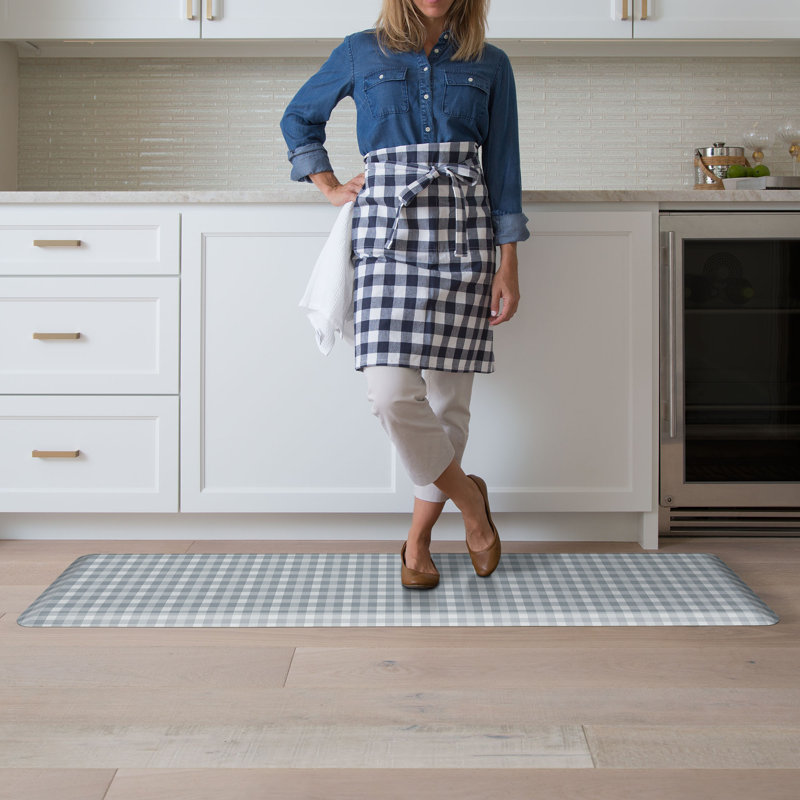 Anti-Fatigue Kitchen Comfort Mat, Cottage Check Pattern In Blue, Blue, 20" x 72"