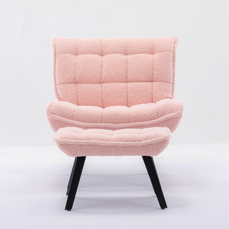 Caernarfon Upholstered Slipper Chair with Footstool, Pink