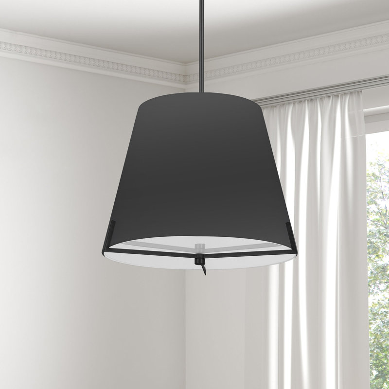 Luminaire suspendu 4 lumières Krisna, Noir, H 14,5 po x l 19,25 po x P 19,25 po, Noir mat