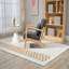 Chaise d'appoint Mid-Century moderne avec structure en bois, chaises de salon rembourrées avec coussin de taille, fauteuil de lecture pour véranda de chambre-466337827-466337831