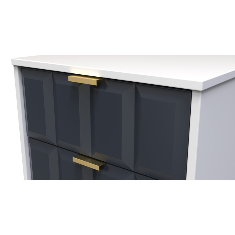 Fully Assembled Alkim Manufactured Wood Bedside Table, White/Grey