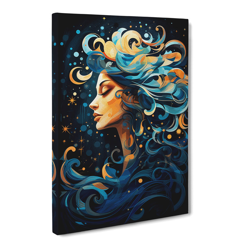 Aquarius Zodiac Orphism - Wrapped Canvas Print, 50cm H x 35cm W x 3cm D