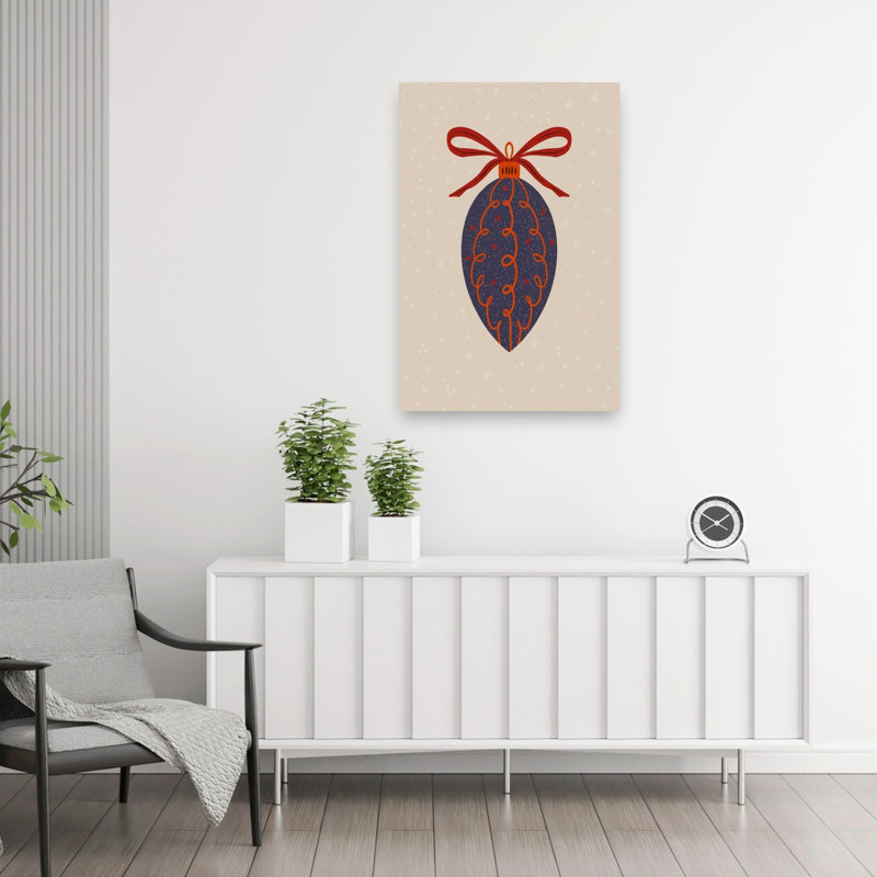 Festive Ornament Delight Abstract Contemporary Winter Landscape Wall Art Print 1 Piece Wrapped Canvas Wall Art