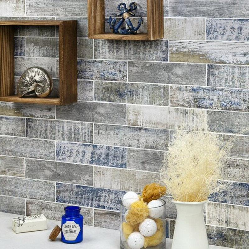 Bayou 3x12 Matte Ceramic Subway Tile, Blue/White