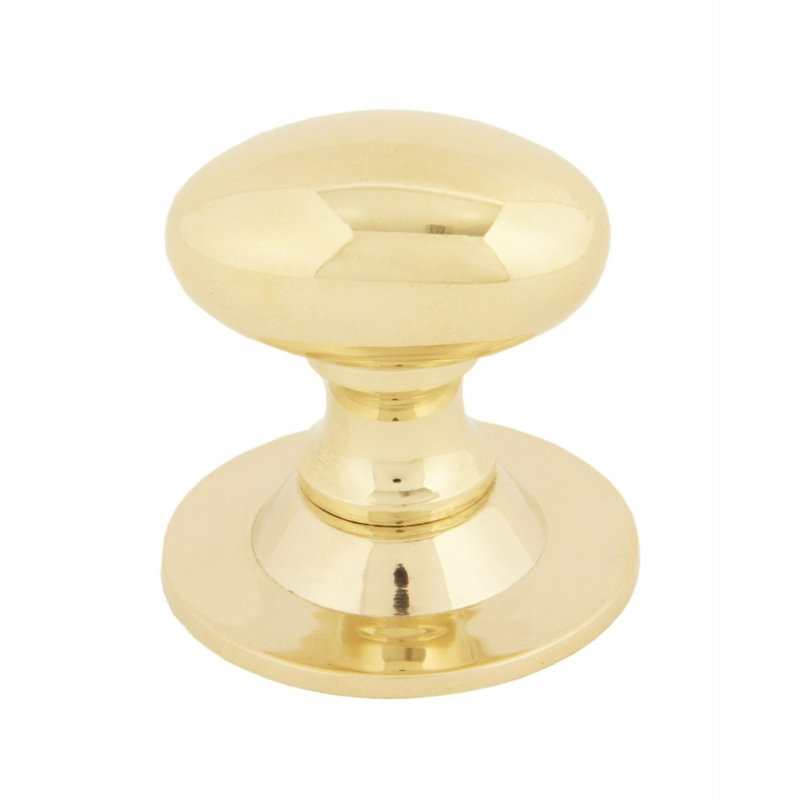 Oval Mushroom Knob, Polished Brass, 2.2cm