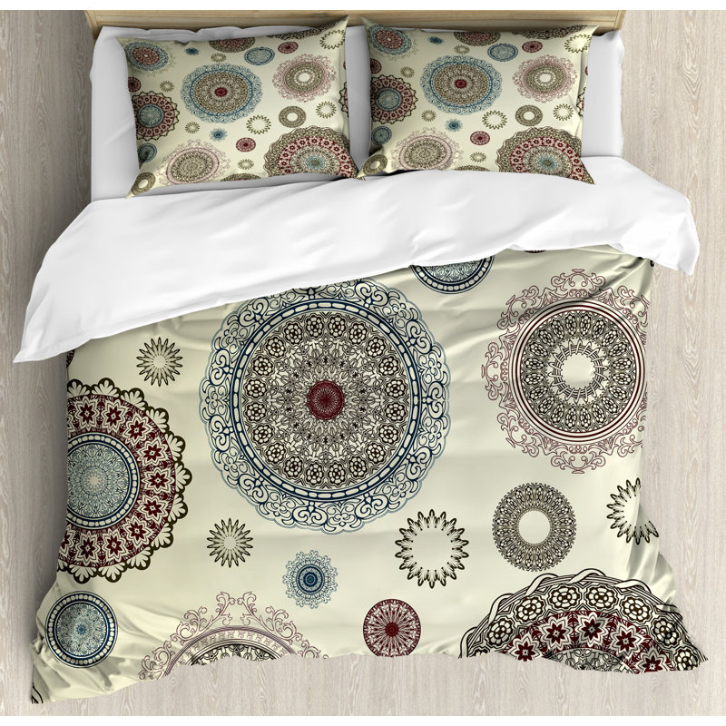 Eclectic Geometric Shapes Duvet Cover, King Duvet Cover + 2 Shams