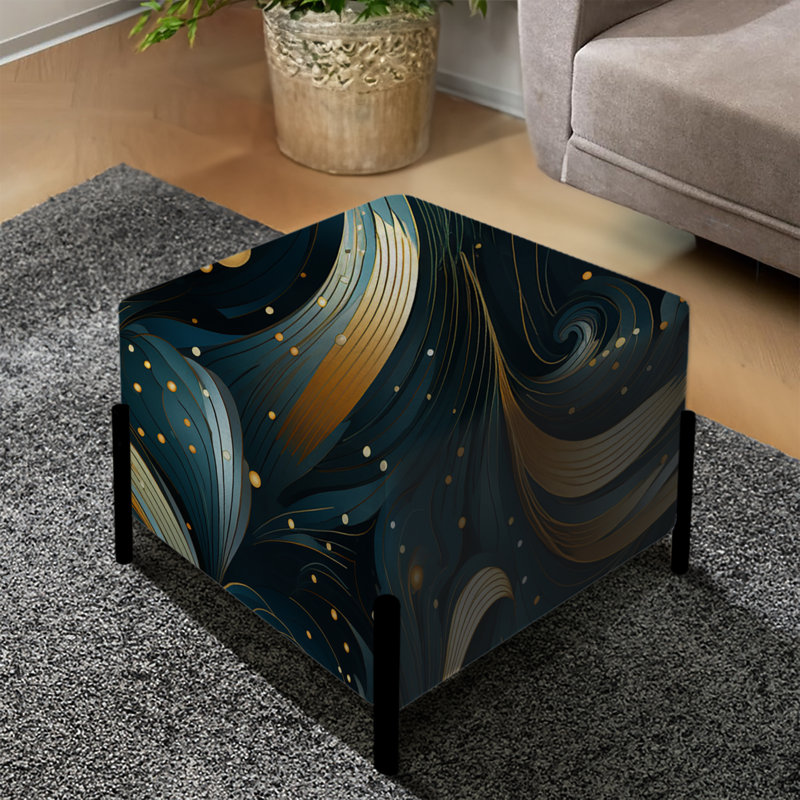 Blue Celestial Geometry Geometric - Geometric Square Ottoman