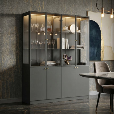Vaisselier 78,7 "de haut avec tiroir et porte en verre