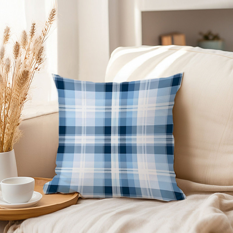 Blue Winter Plaid II Modern, 16" H x 16" W