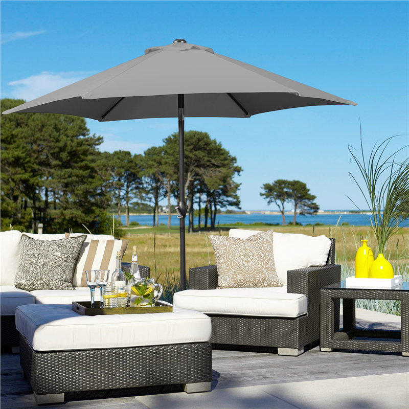 2.3m Garden Parasol Umbrella, Grey