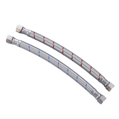 Faucet Supply Lines, Stainless Steel Braided Flexible Faucet Hose Connector 3/8" X 3/8" Female Compression Thread (1 Pair)
