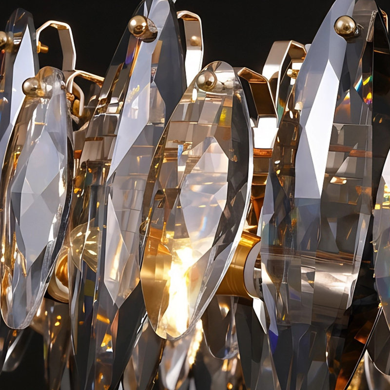 Lustre tambour en cristal à intensité variable 12 lumières Friedhardt, éclairage de luxe moderne pour salle à manger avec îlot de cuisine