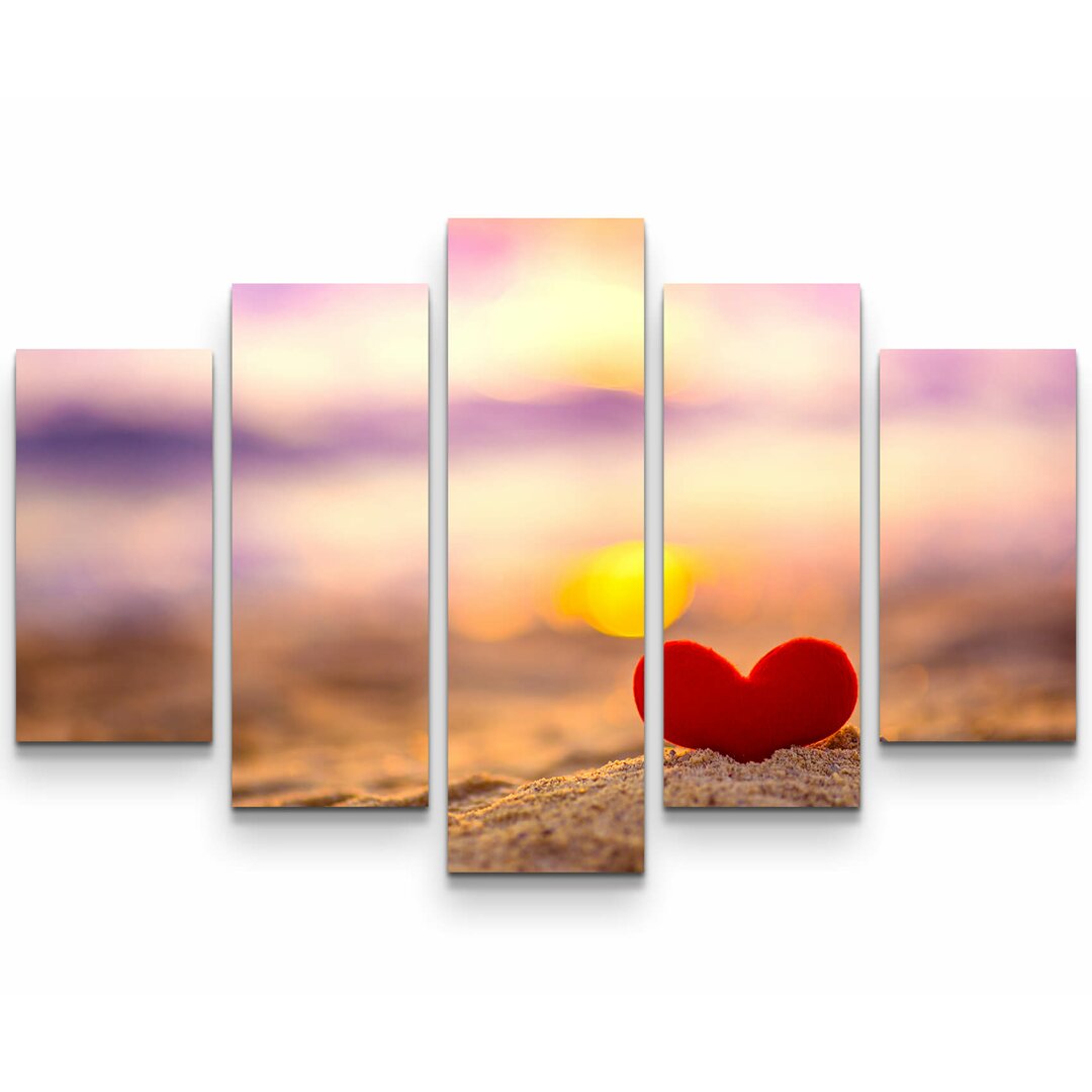 5-tlg. Leinwandbilder-Set Liebe am Strand