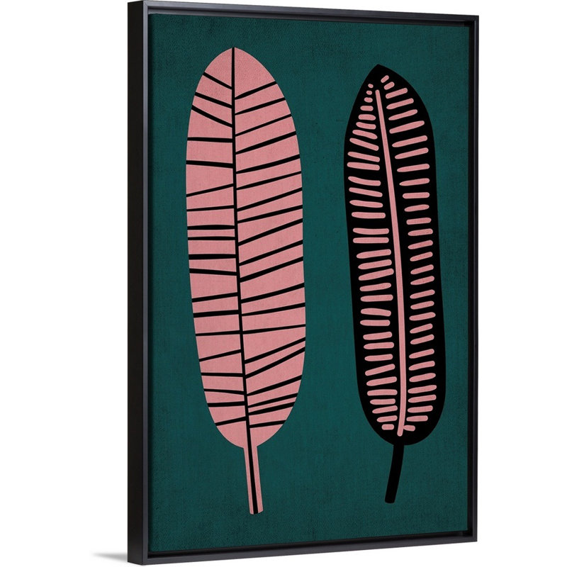 «Two Leafs», art mural sur toile, Toile encadrée noire, H 50 po x l 34 po