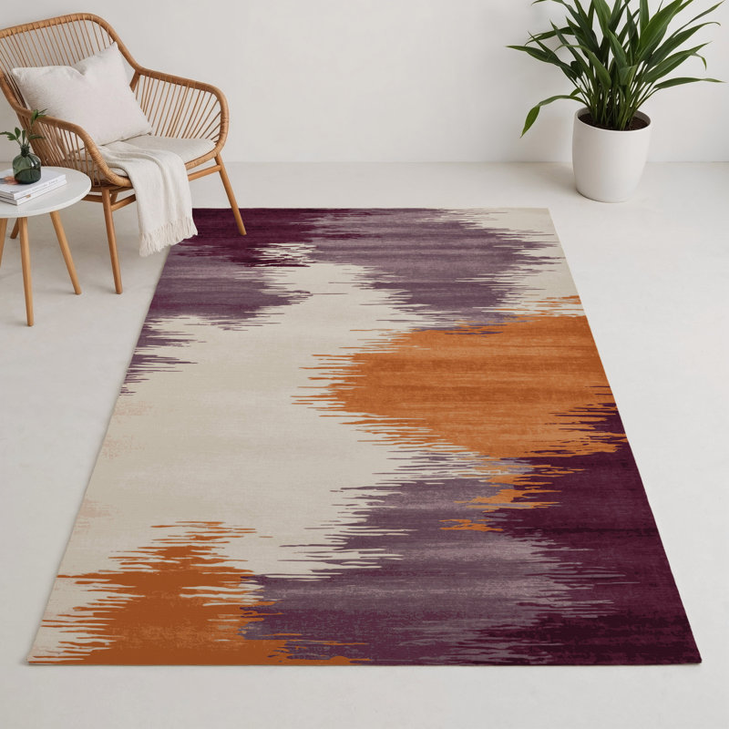 Watercolor Brown Indoor and Outdoor Area Rug, Rectangle 9' x 12'