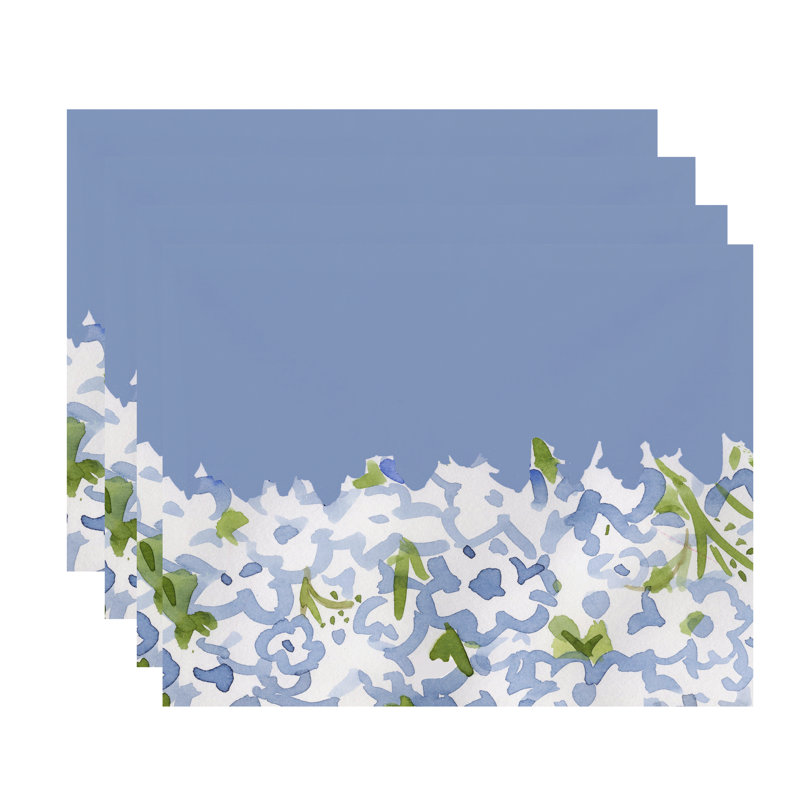 Polyester Floral Rectangle Placemat, Blue