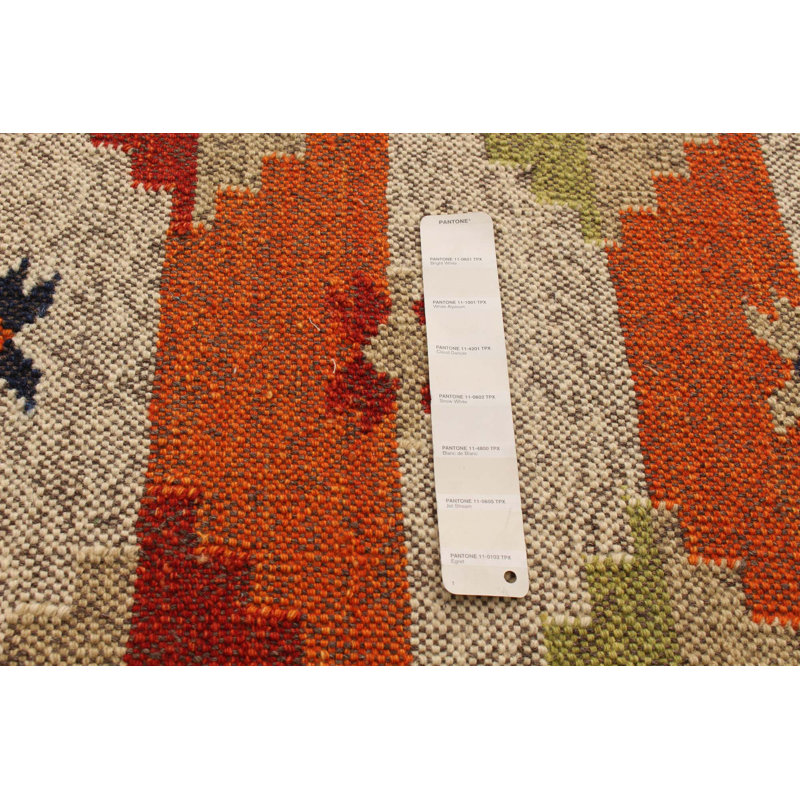 Tapis ivoire en laine tissé à plat à la main Ferndown
