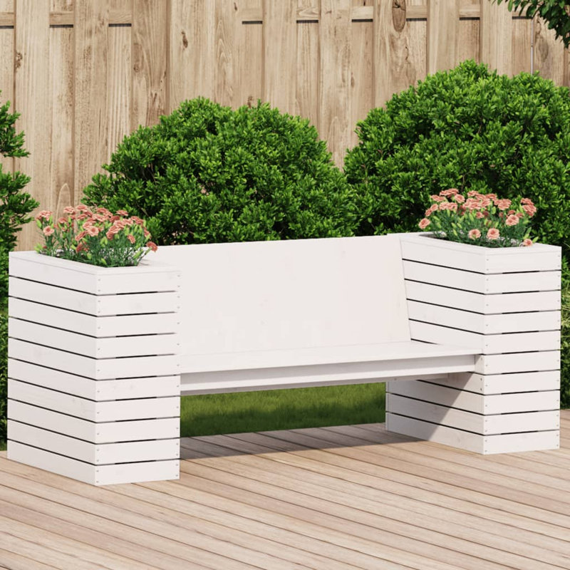 Planter Bench 65.9"X23.6"X25.6" Solid Wood Pine, White