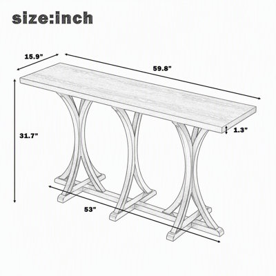 Console en bois avec plateau en placage de chêne, table d'entrée de ferme avec pieds courbés minces en bois d'hévéa, parfaite pour le salon, le vestibule, le couloir, les espaces de salle à manger.