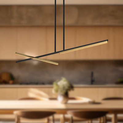 Luminaire suspendu linéaire moderne à 1 lumière pour îlot de cuisine Shift
