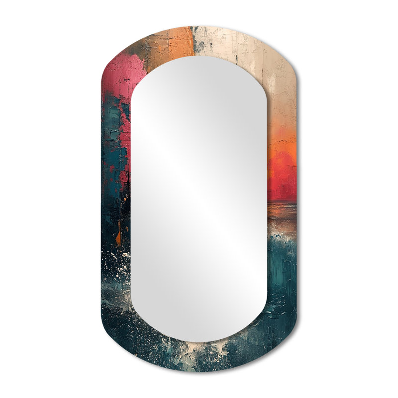 Miroir mural décoratif asymétrique blanc, 43 po x 23 po