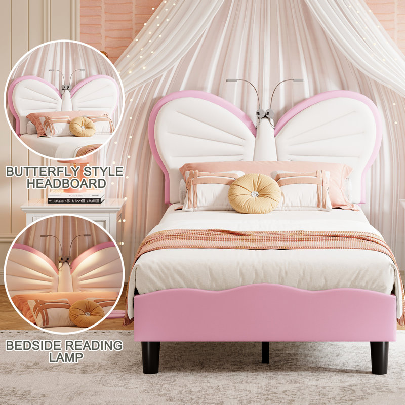 Upholstered Bed, European Single (90 x 200 cm), Pink