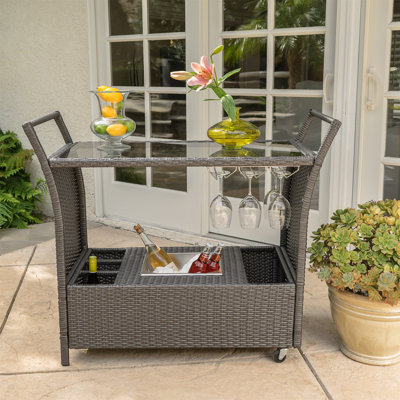 Mobile Bar Cart With Built-In Ice Bucket