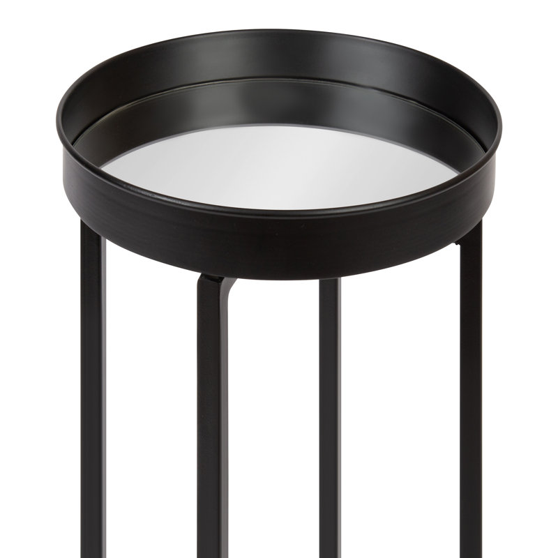 Jellico Mirrored Glass Tray Top End Table Set, Black