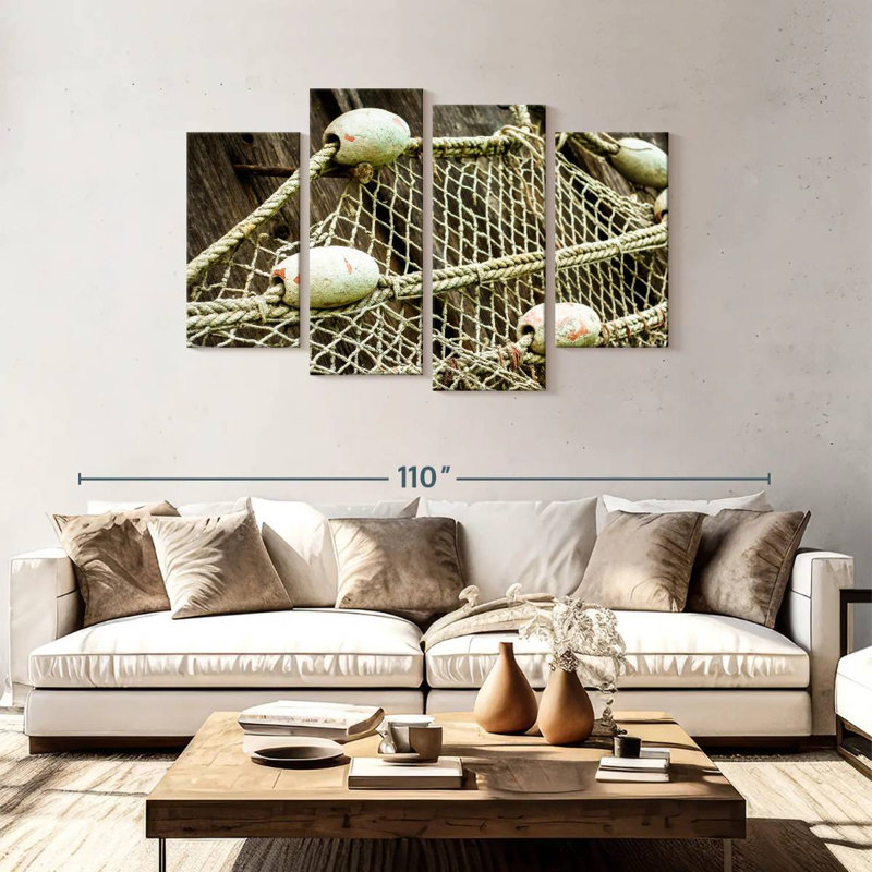 Senne Fishing Net On Board, 48" H x 75" W