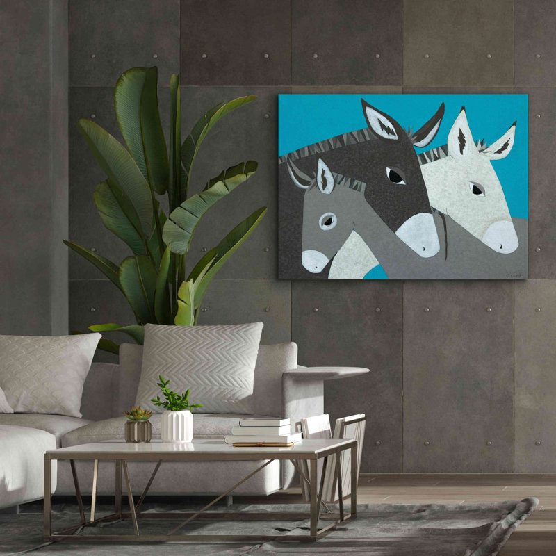 «Donkey Family» par Casey Craig, impression sur toile, H 40 po x l 54 po x P 1,5 po