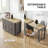 74.5" Grey Kitchen Island with Expandable Table | 7 Wheels, Spice Rack & 4-Door Storage-1554674731