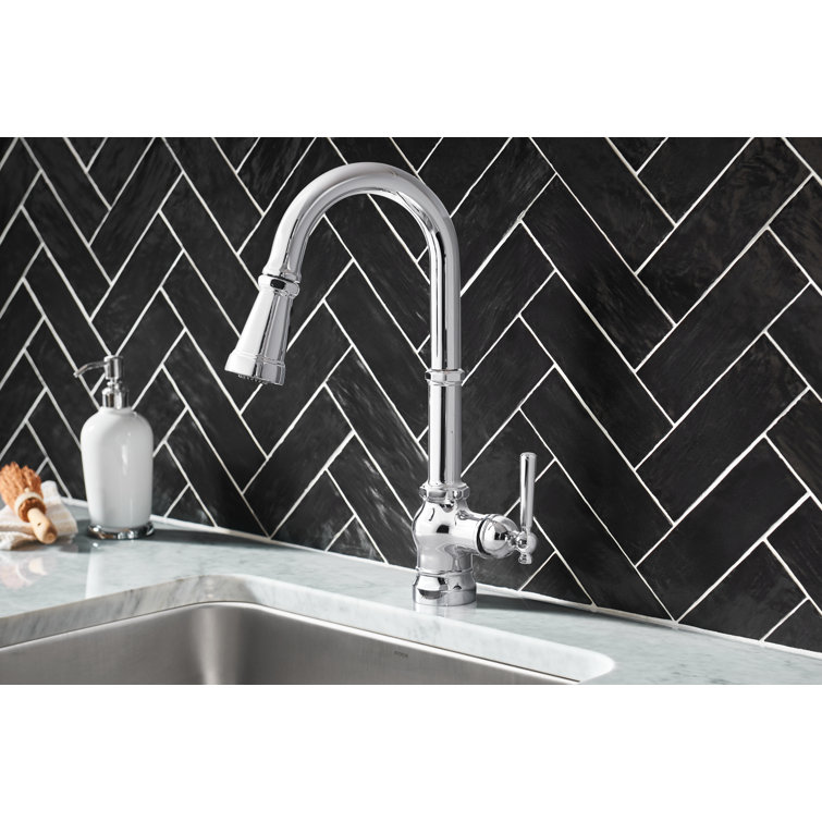 Peterson One-Handle Pull Down Single Handle Kitchen Faucet with Power Boost