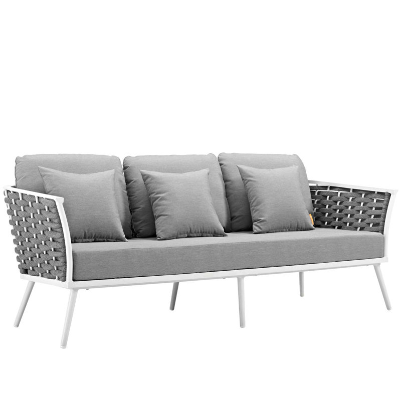 Canapé d'extérieur en aluminium Modway Stance, gris, Blanc
