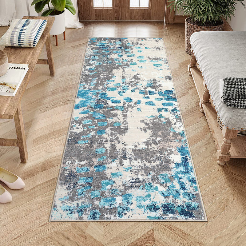Jimere Washable Abstract Indoor Rug, Runner 2' x 6'