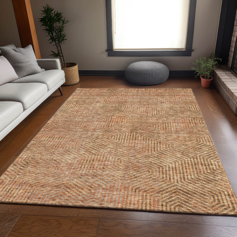 Tapis en cuivre Prisco lavable à la machine de qualité supérieure, Rectangle 5 pi x 7 pi 6 po